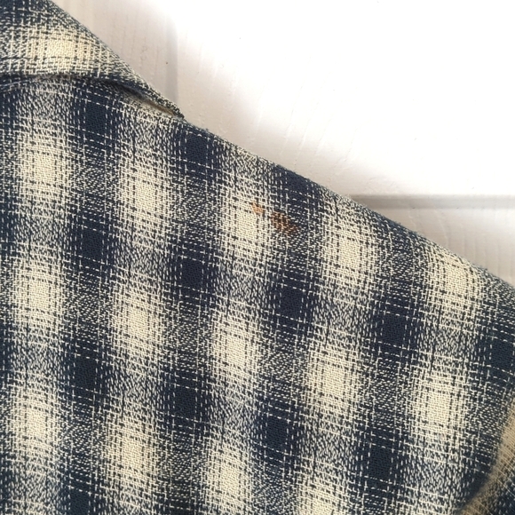 Be Smart 80's Vintage Classic Plaid Short Sleeve Wide Leg Romper Navy Cream 3/4 - Picture 15 of 16